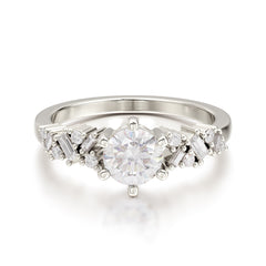 0.8 Carat Round Cut Moissanite Classic Engagement Wedding Ring