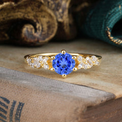 0.8 Carat 6 Prong Round Cut Sapphire Classic Engagement Wedding Ring