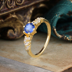 0.8 Carat 6 Prong Round Cut Sapphire Classic Engagement Wedding Ring