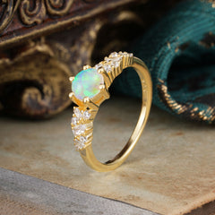 0.8 Carat Round Cut Opal Classic Engagement Wedding Ring