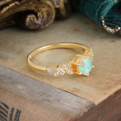 0.8 Carat Round Cut Opal Classic Engagement Wedding Ring
