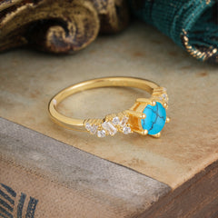 0.8 Carat 6 Prong Round Cut Turquoise Classic Engagement Wedding Ring