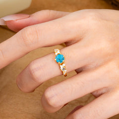 0.8 Carat 6 Prong Round Cut Turquoise Classic Engagement Wedding Ring