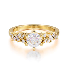 0.8 Carat Round Cut Moissanite Classic Engagement Wedding Ring