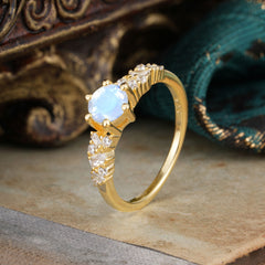 0.8 Carat 6 Prong Round Cut Moonstone Classic Engagement Wedding Ring