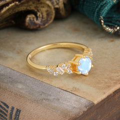 0.8 Carat 6 Prong Round Cut Moonstone Classic Engagement Wedding Ring
