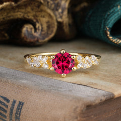 0.8 Carat 6 Prong Round Cut Ruby Classic Engagement Wedding Ring