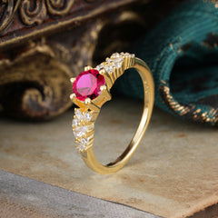 0.8 Carat 6 Prong Round Cut Ruby Classic Engagement Wedding Ring