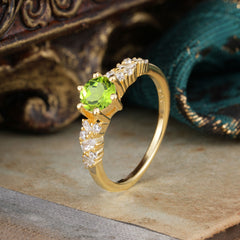 0.8 Carat Round Cut Peridot Classic Engagement Wedding Ring