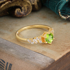 0.8 Carat Round Cut Peridot Classic Engagement Wedding Ring