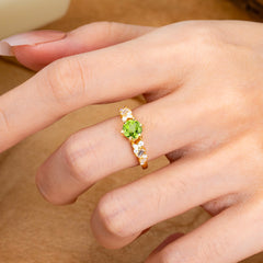 0.8 Carat Round Cut Peridot Classic Engagement Wedding Ring