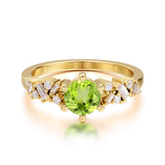0.8 Carat Round Cut Peridot Classic Engagement Wedding Ring