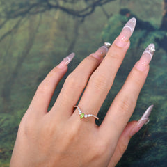 Marquise & Round Cut Peridot Curved Wedding Band Stacking Ring