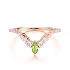 Marquise & Round Cut Peridot Curved Wedding Band Stacking Ring