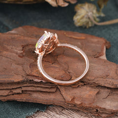 Vintage Lab Grown Opal Engagement Ring | 3ct Pear Cut with Opal Pave Setting