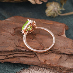 3 Carat Pear Cut Vintage Peridot Ring Pave Engagement Ring