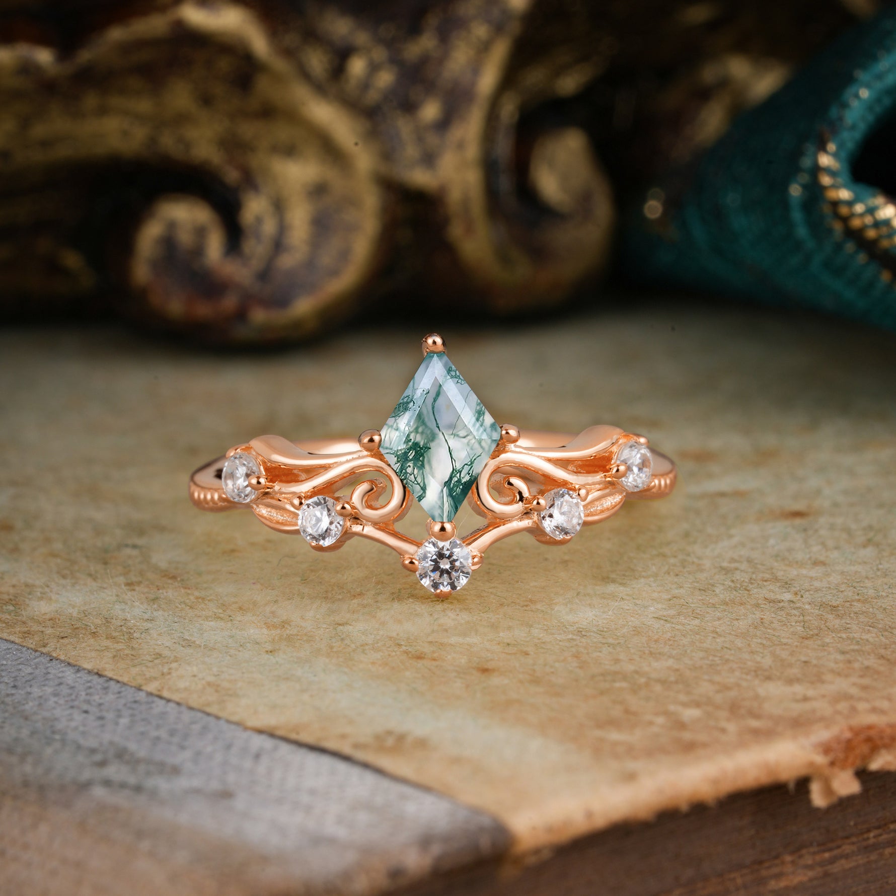 SR12940 Moss Agate Ring - Additional view
