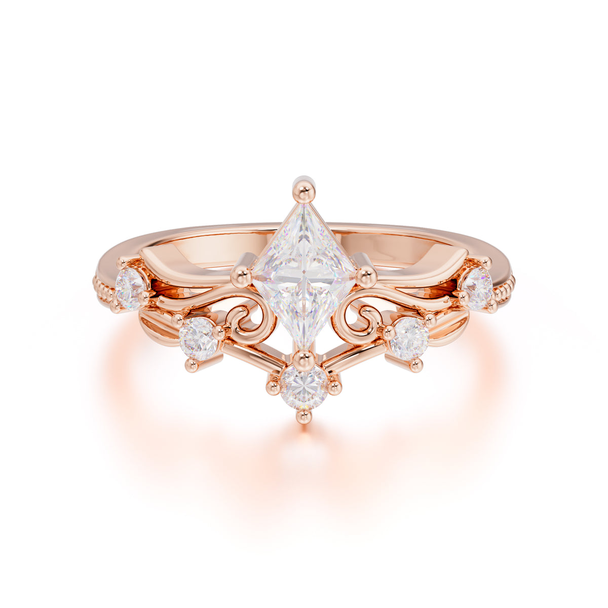 0.8 Carat Kite Cut Moissanite Engagement Ring Vintage Filigree Anniversary Ring
