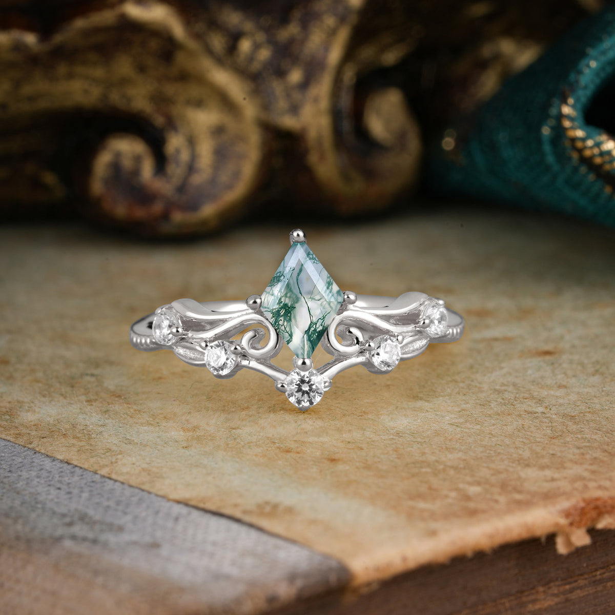 SR12940 Moss Agate Ring - Additional view