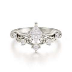 0.8 Carat Kite Cut Moissanite Engagement Ring Vintage Filigree Anniversary Ring