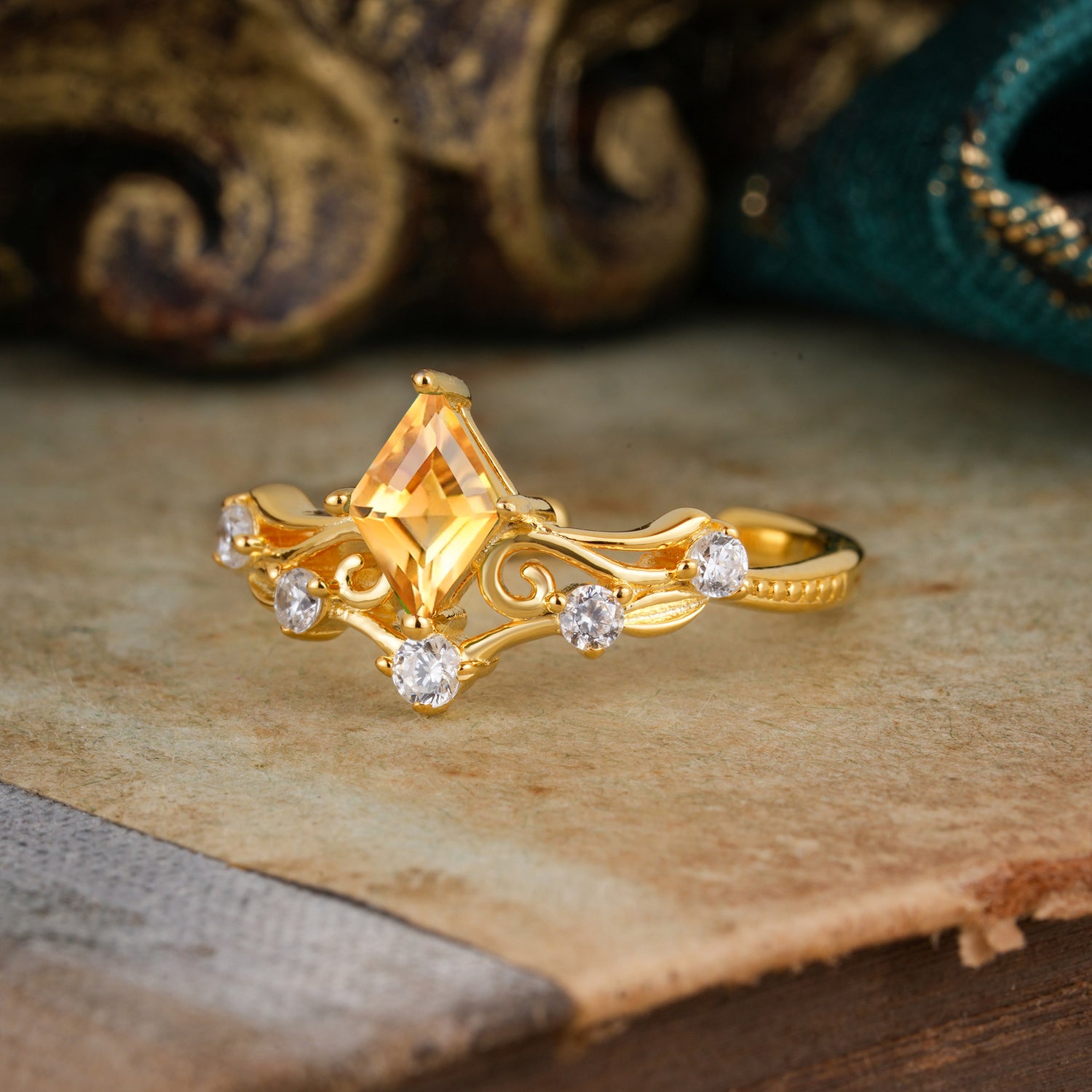 SR12940 Citrine Ring - Rose-Gold