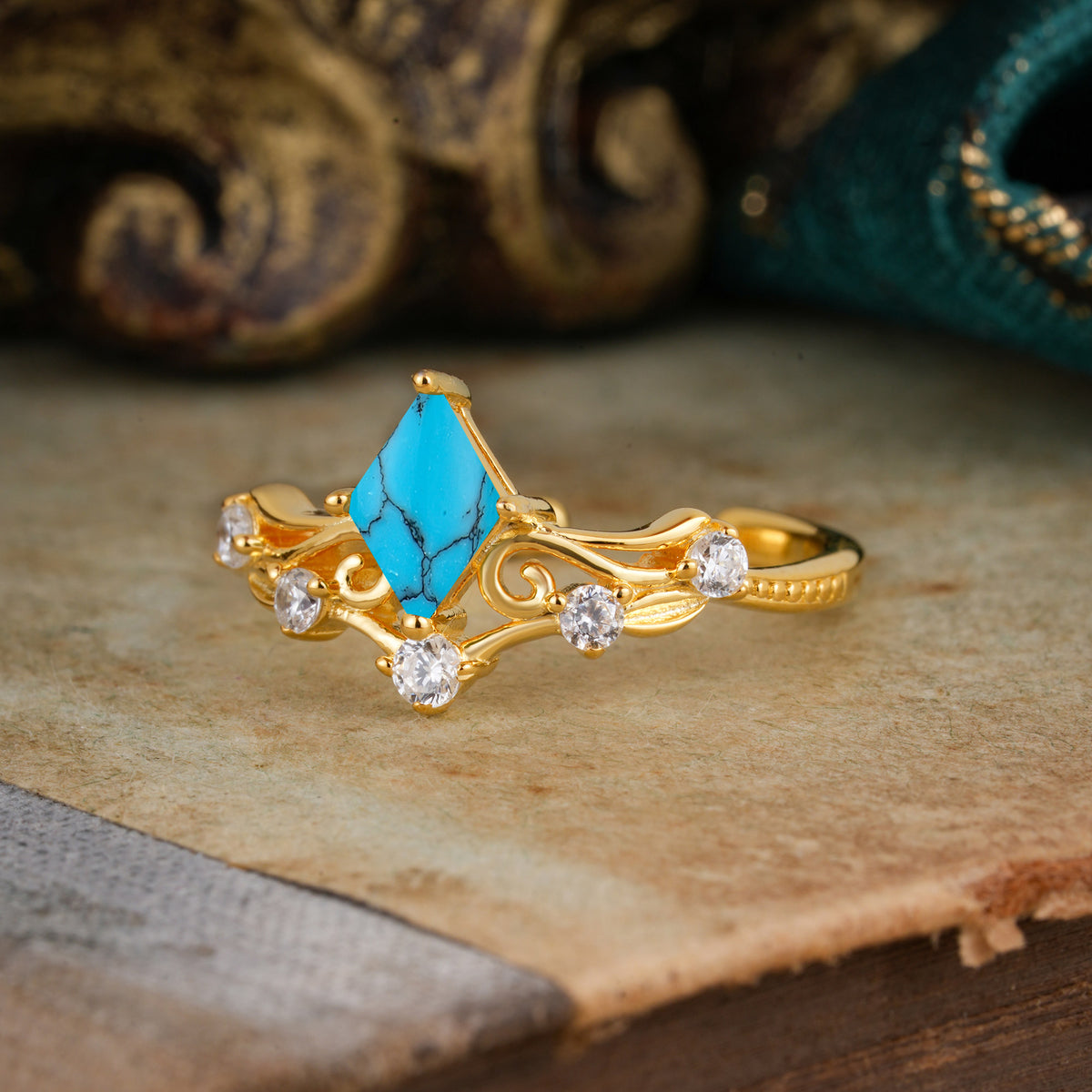 SR12940 Turquoise Ring - Rose-Gold