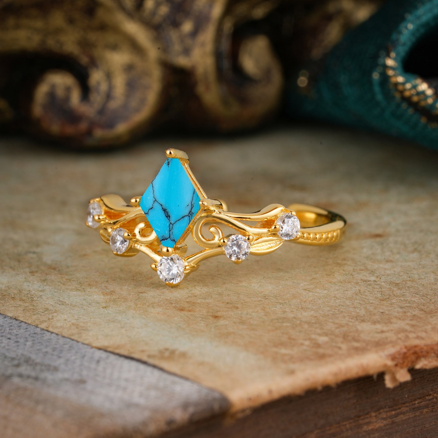 SR12940 Turquoise Ring - Rose-Gold