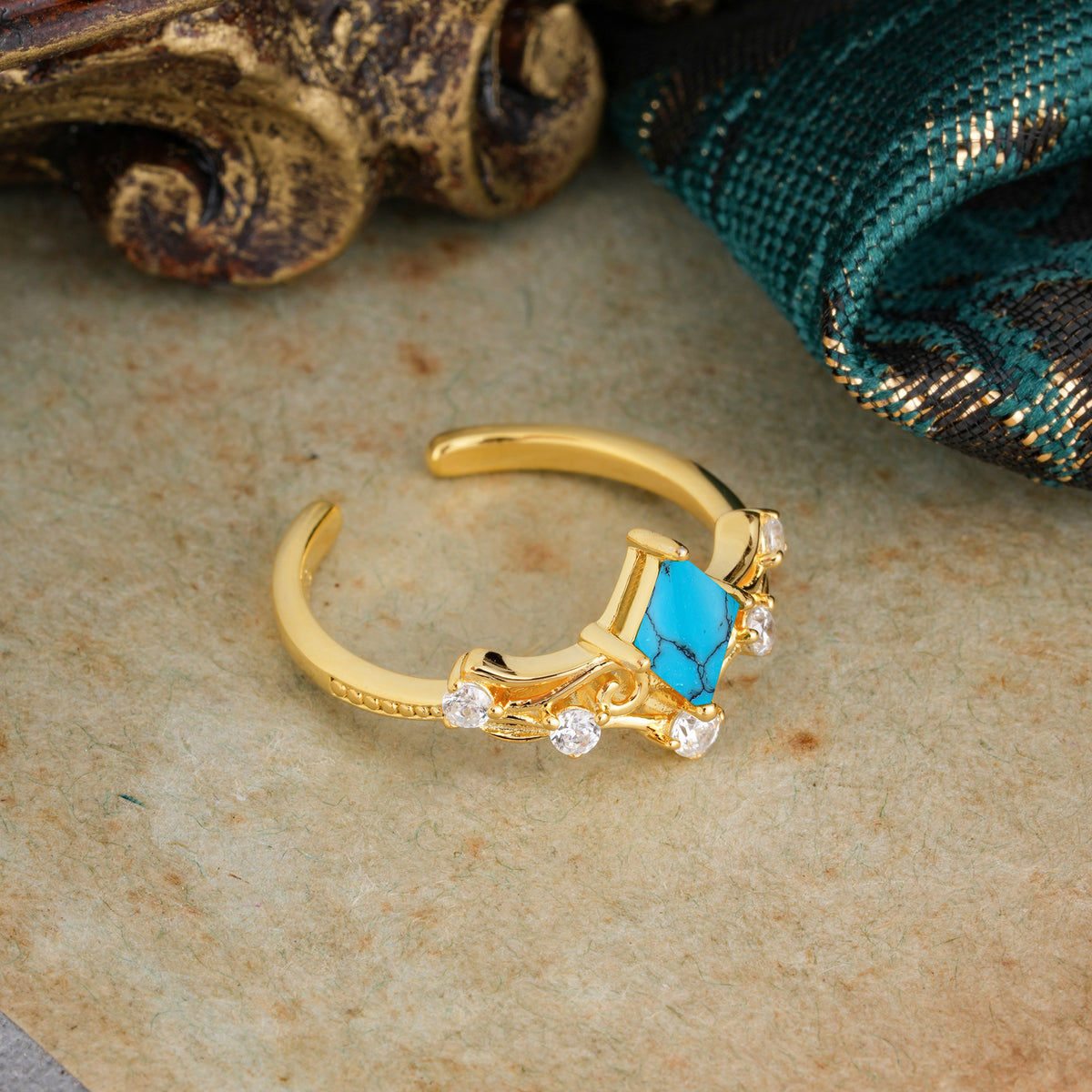 SR12940 Turquoise Ring - White-Gold