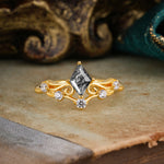 SR12940 Black Rutilated Quartz Ring - Yellow-Gold