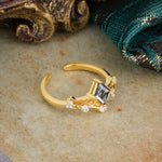 SR12940 Black Rutilated Quartz Ring - White-Gold