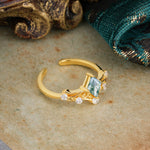 SR12940 Moss Agate Ring - White-Gold