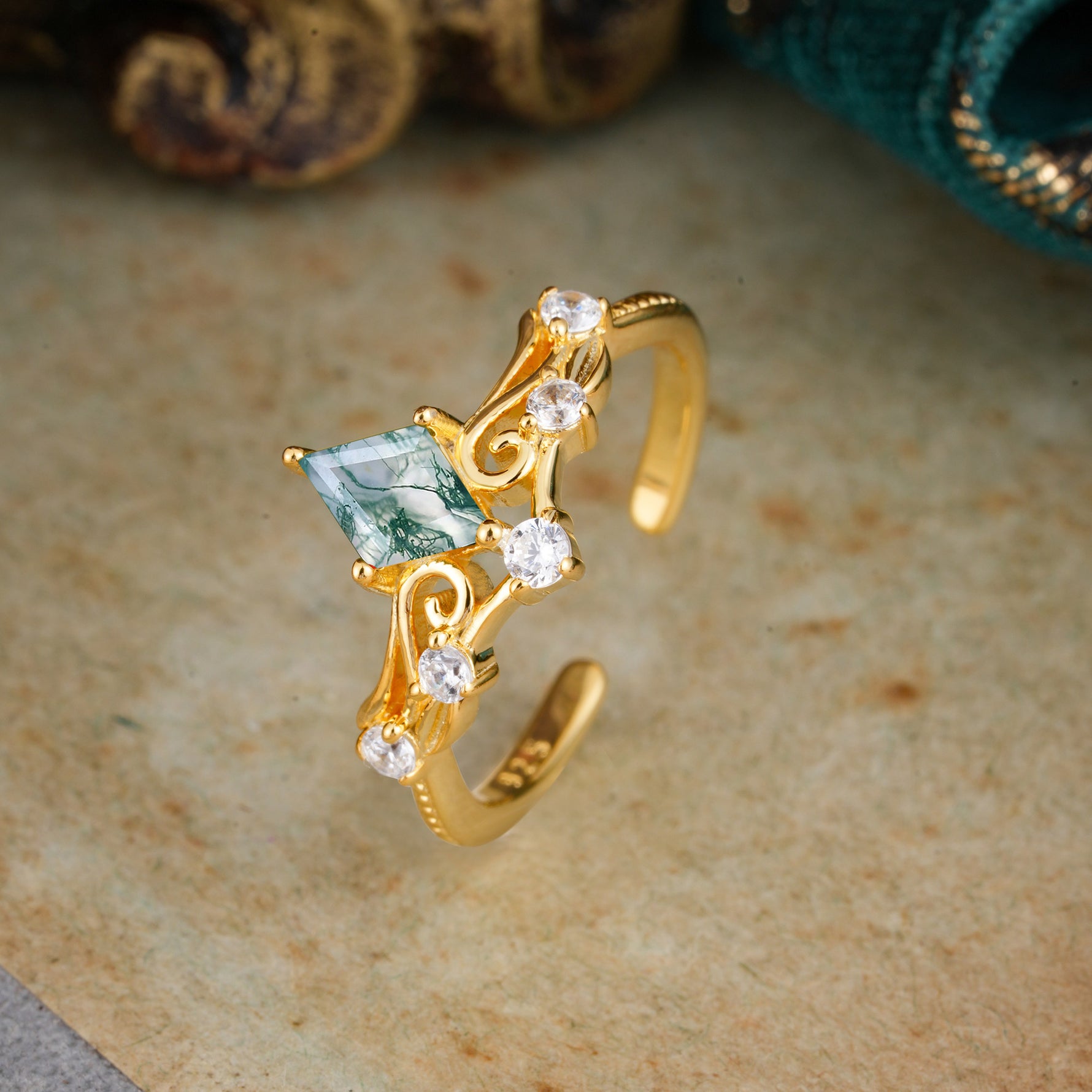 SR12940 Moss Agate Ring - Additional view