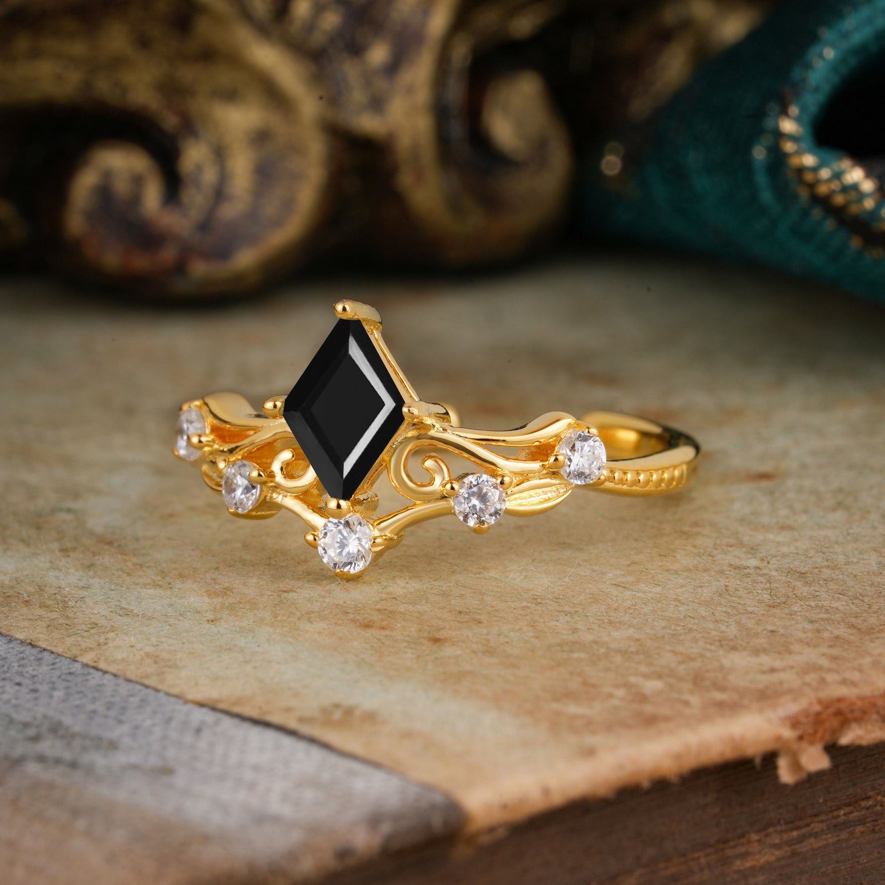 SR12940 Black Onyx Ring - Rose-Gold