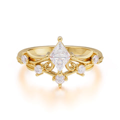 0.8 Carat Kite Cut Moissanite Engagement Ring Vintage Filigree Anniversary Ring