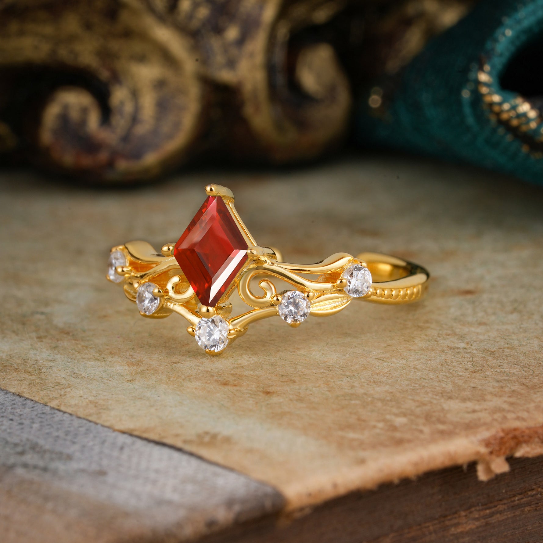 SR12940 Garnet Ring - Rose-Gold