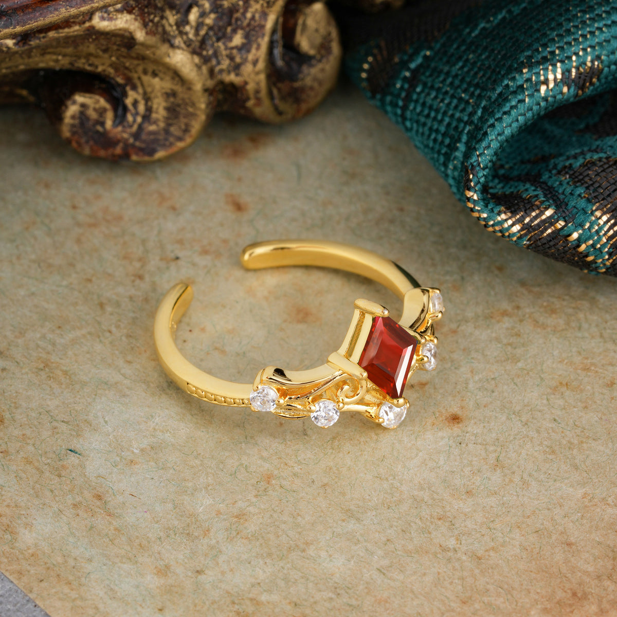 SR12940 Garnet Ring - White-Gold