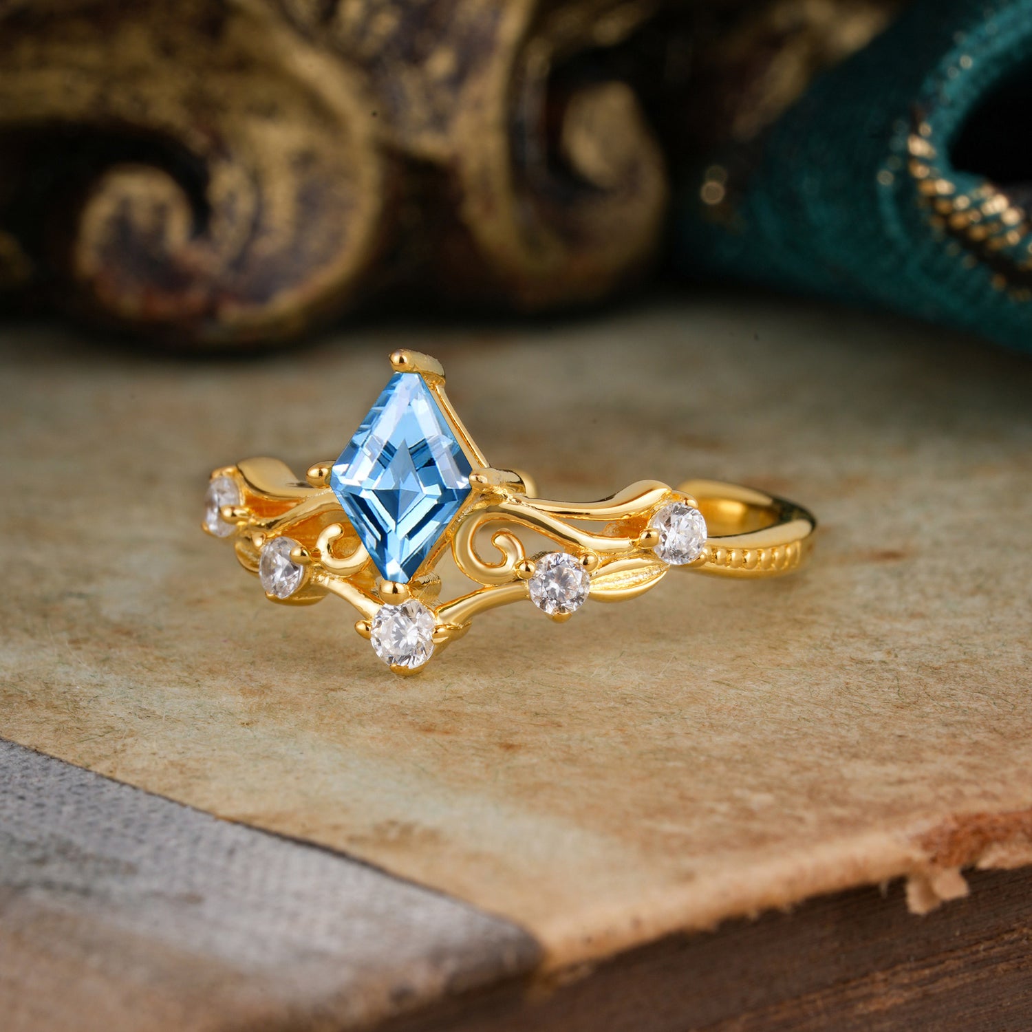 SR12940 Aquamarine Ring - Rose-Gold