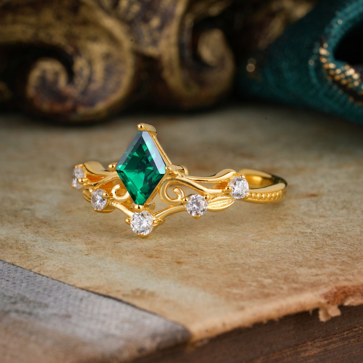 SR12940 Emerald Ring - Rose-Gold
