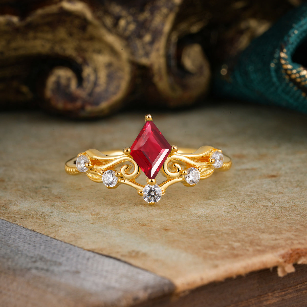 SR12940 Ruby Ring - Yellow-Gold