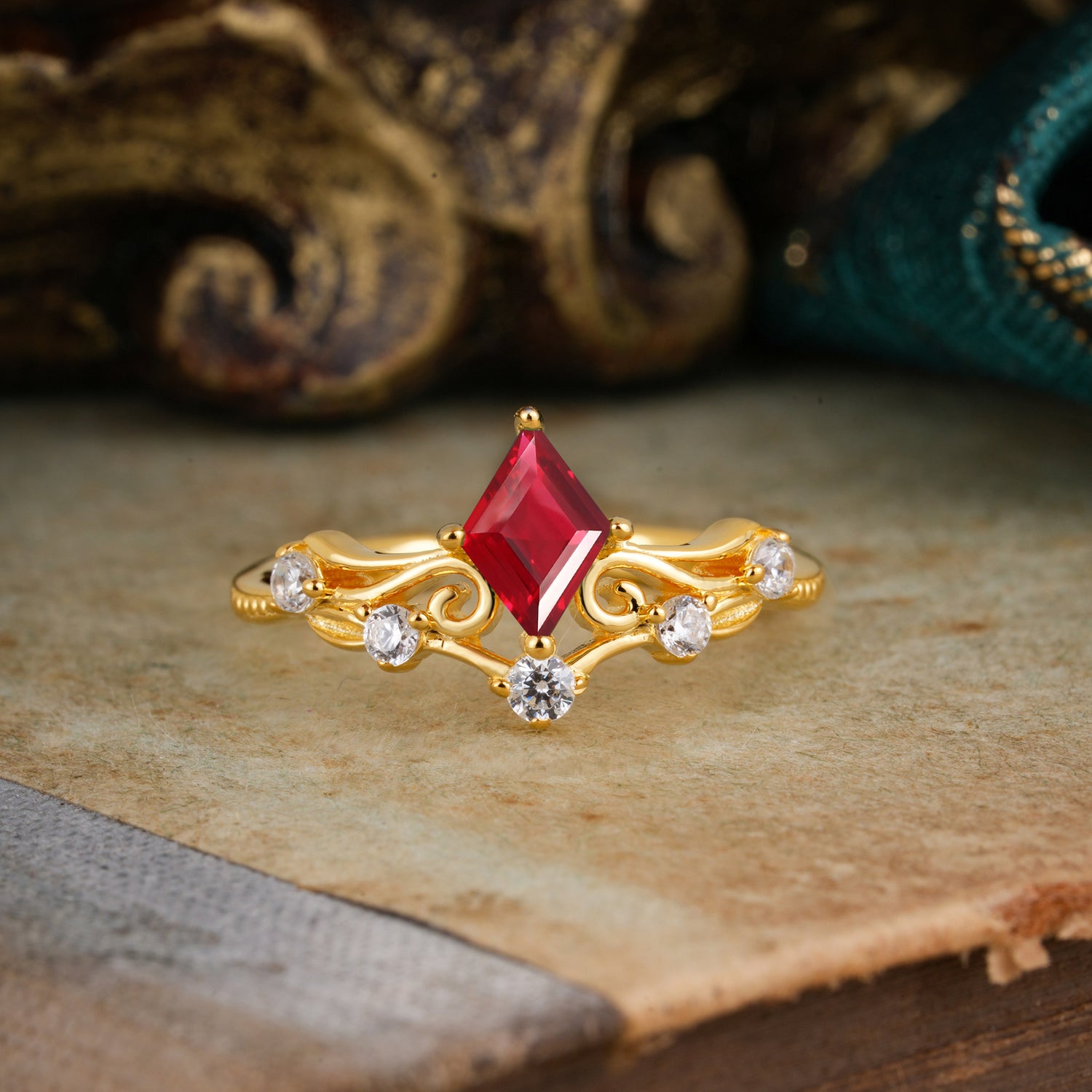 SR12940 Ruby Ring - Yellow-Gold