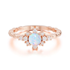 0.5 Carat Round Cut Unique Cluster Opal Wedding Ring