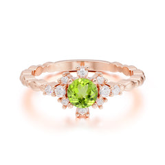 0.5 Carat Round Cut Unique Cluster Peridot Wedding Ring