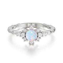 0.5 Carat Round Cut Unique Cluster Opal Wedding Ring