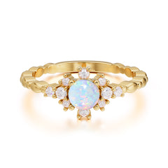 0.5 Carat Round Cut Unique Cluster Opal Wedding Ring