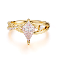 Kite Cut 2 Carat Moissanite Promise Ring Nature Inspired Twisted Leaf Ring