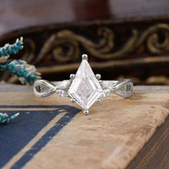 Nature Inspired Leaf Twisted Infinity Ring Kite Cut 2 Carat 6-Prong Moissanite Bridal Ring