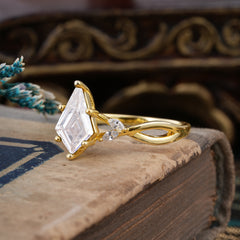 Nature Inspired Leaf Twisted Infinity Ring Kite Cut 2 Carat 6-Prong Moissanite Bridal Ring