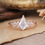 Blossom Kite Cut 2 Carat Lab Diamond Ring Nature Inspired Cluster Leaf Ring     - Additional view