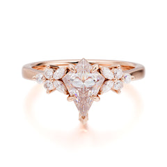 Blossom Kite Cut 2 Carat Moissanite Ring Nature Inspired Cluster Leaf Ring