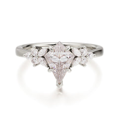 Blossom Kite Cut 2 Carat Moissanite Ring Nature Inspired Cluster Leaf Ring
